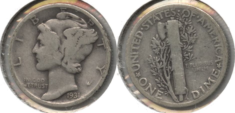 1931 Mercury Dime VG-8 #e