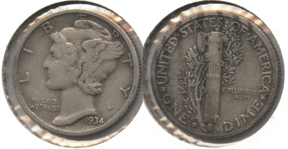 1934-D Mercury Dime Fine-12
