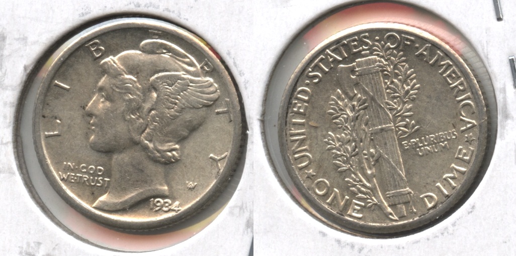 1934 Mercury Dime AU-50 #c