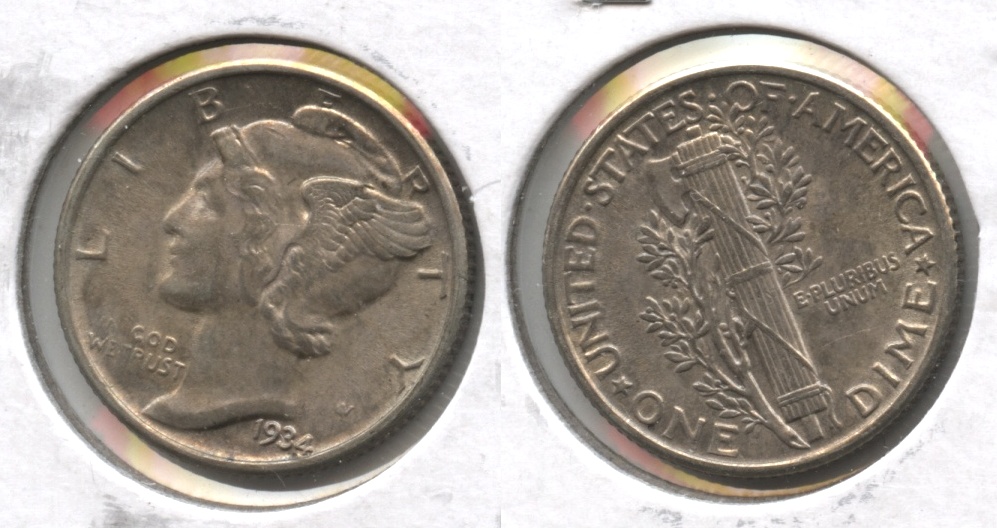 1934 Mercury Dime AU-50 #e