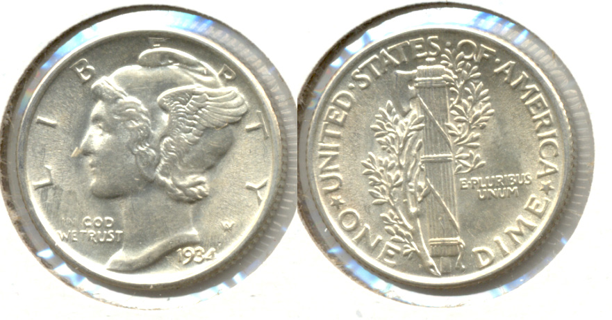 1934 Mercury Dime AU-55 a