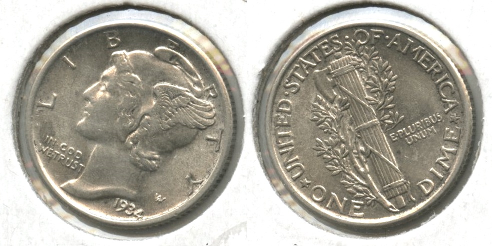 1934 Mercury Dime AU-55 #c