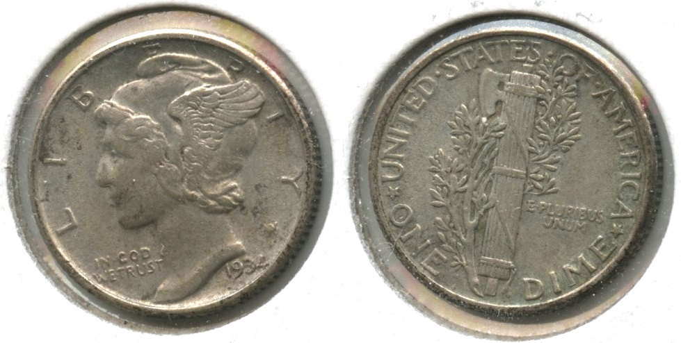 1934 Mercury Dime EF-40