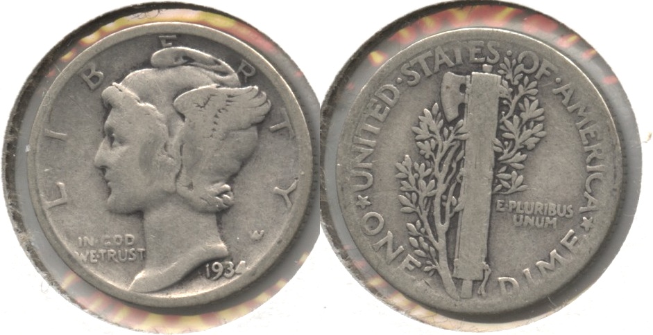 1934 Mercury Dime Good-4 #a