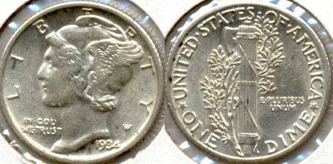 1934 Mercury Dime MS-60