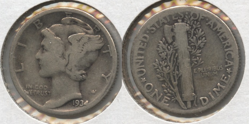 1934 Mercury Dime VG-8