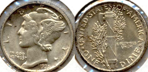 1935-D Mercury Dime AU-55