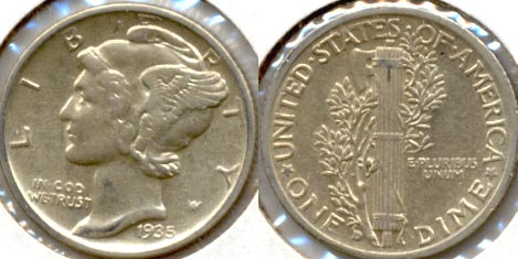 1935-D Mercury Dime EF-45