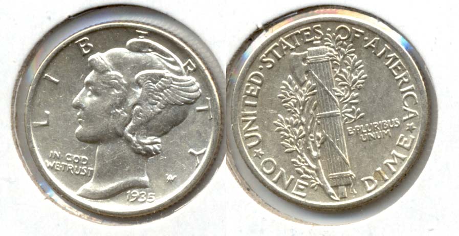 1935 Mercury Dime AU-50 b