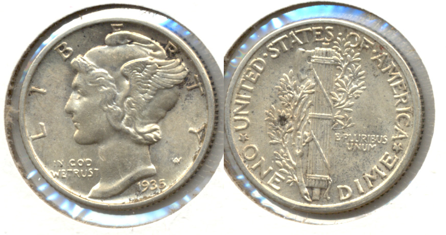 1935 Mercury Dime AU-55 a