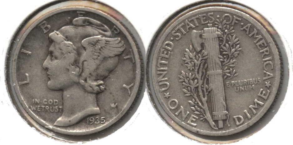 1935 Mercury Dime Fine-15
