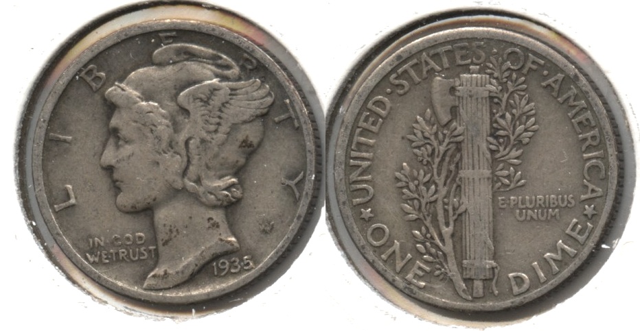 1935 Mercury Dime Fine-15 #a