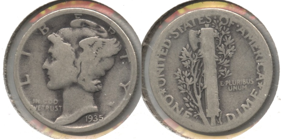 1935 Mercury Dime Good-4