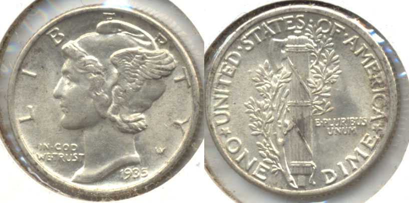 1935 Mercury Dime MS-60 a