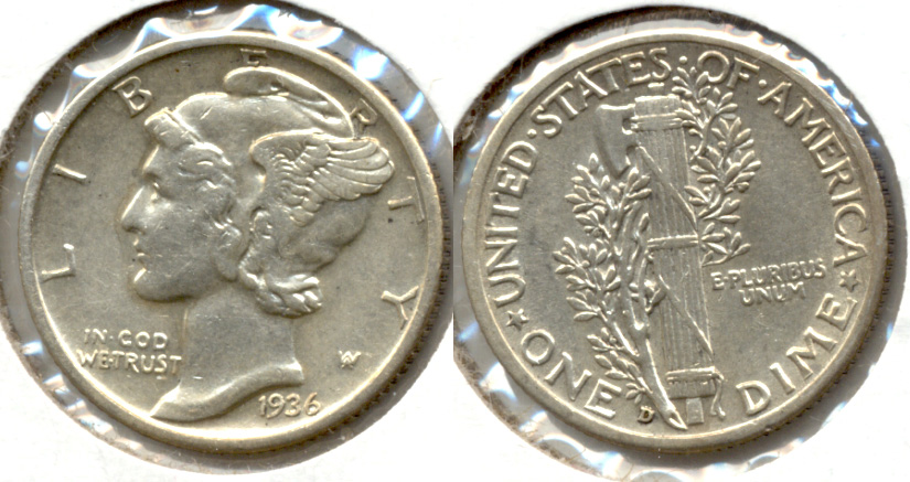 1936-D Mercury Dime AU-50