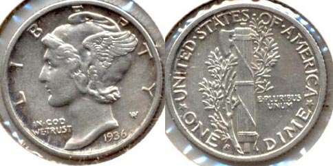 1936-S Mercury Dime AU-50