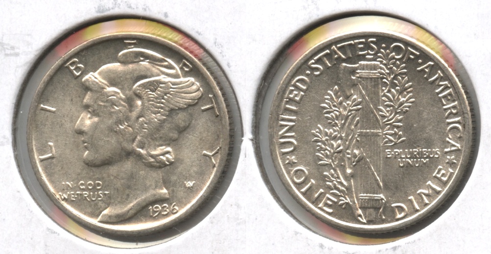 1936 Mercury Dime AU-50