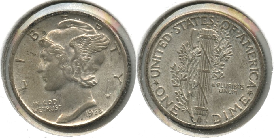 1936 Mercury Dime AU-50 #b