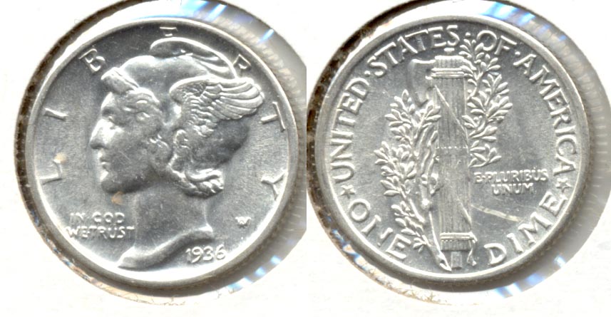 1936 Mercury Dime AU-55 a