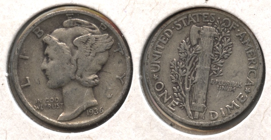 1936 Mercury Dime Fine-12 #r