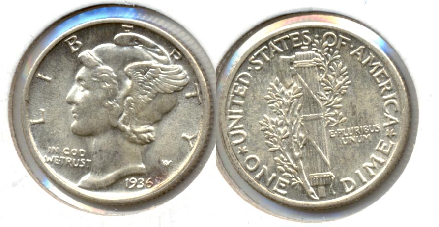 1936 Mercury Dime MS-60 a