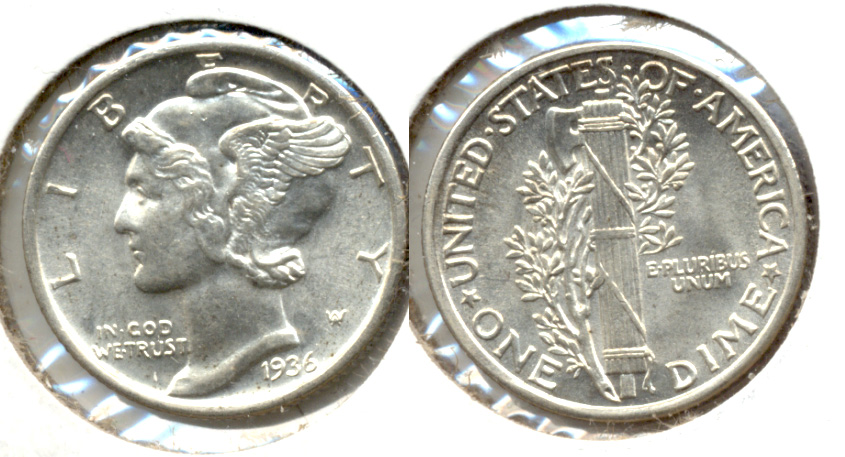 1936 Mercury Dime MS-60 d