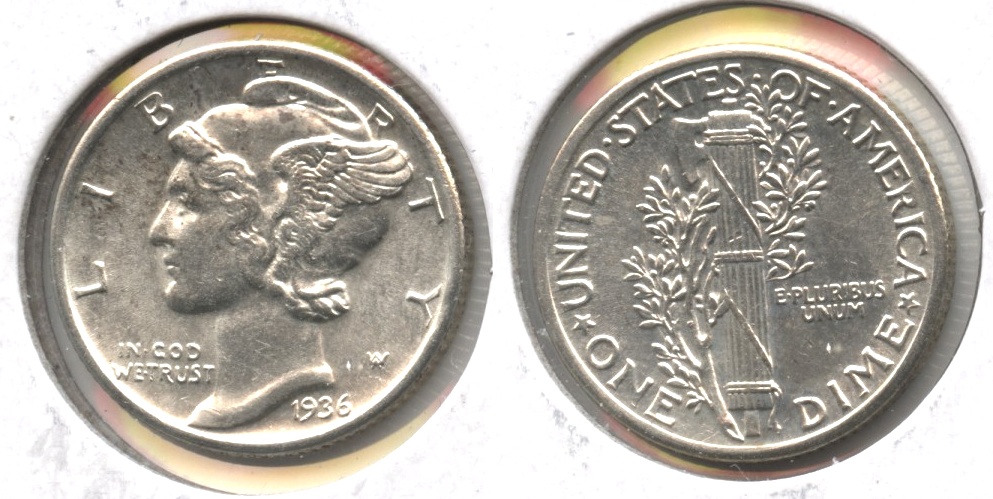 1936 Mercury Dime MS-60 #f