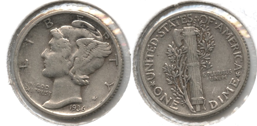 1936 Mercury Dime VF-20