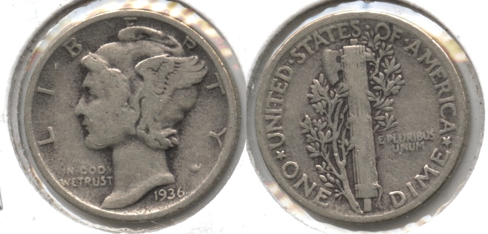 1936 Mercury Dime VG-8