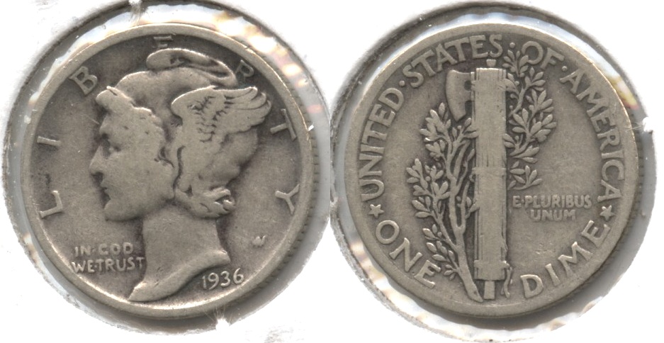 1936 Mercury Dime VG-8 #d