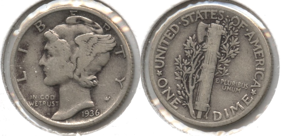 1936 Mercury Dime VG-8 #l