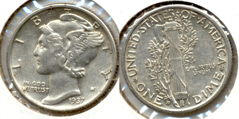 1937-S Mercury Dime AU-50 e