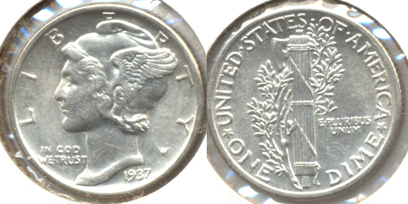 1937 Mercury Dime AU-50 b