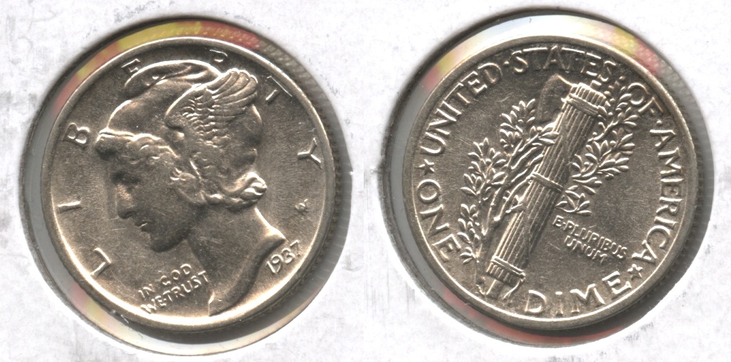 1937 Mercury Dime AU-50 #e