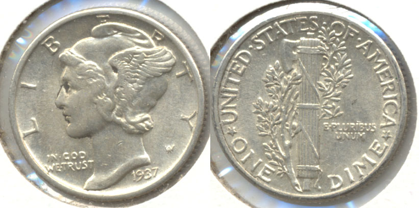1937 Mercury Dime AU-55 a