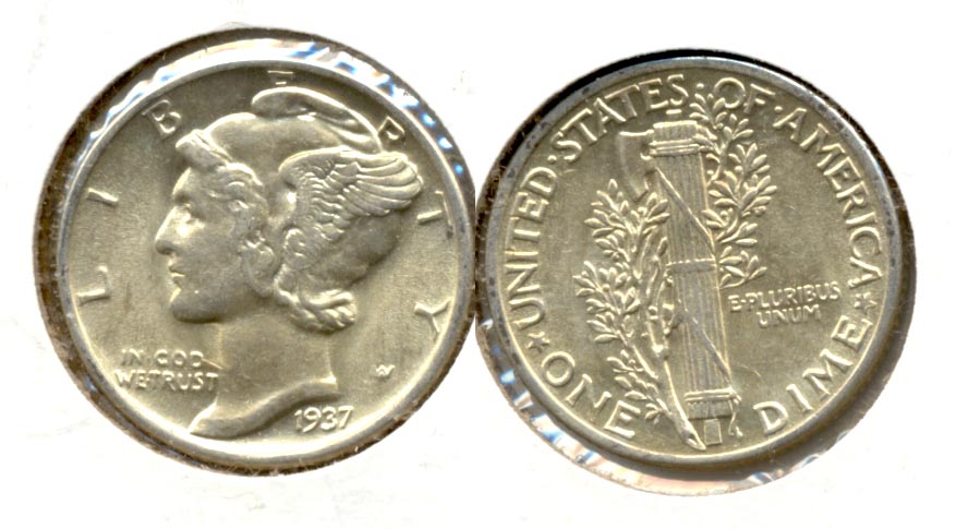 1937 Mercury Dime AU-55 d
