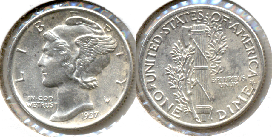 1937 Mercury Dime AU-55 g