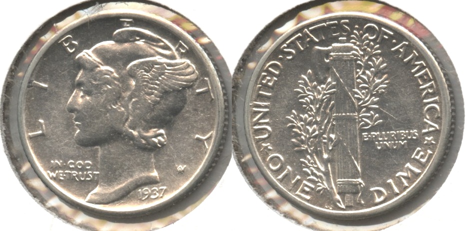 1937 Mercury Dime EF-40 #a