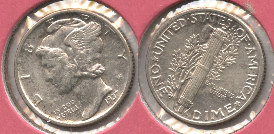 1937 Mercury Dime EF-40 #b