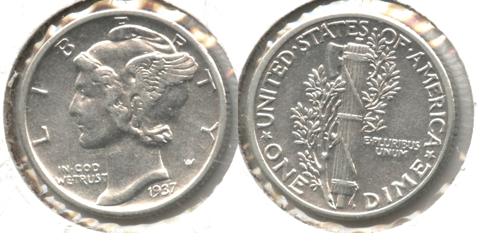 1937 Mercury Dime EF-45