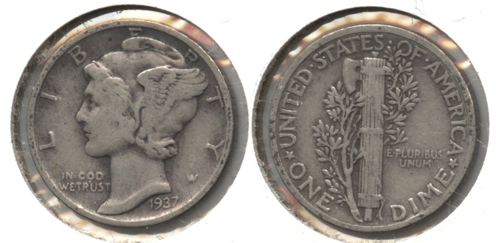 1937 Mercury Dime Fine-12 #d