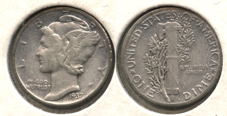 1937 Mercury Dime Fine-12 #e
