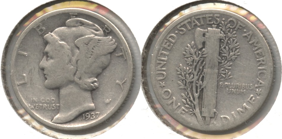 1937 Mercury Dime Fine-12 #f