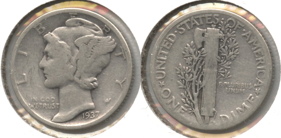 1937 Mercury Dime Fine-12 #f