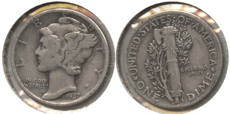 1937 Mercury Dime Fine-12 #h