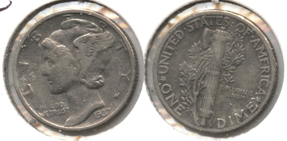 1937 Mercury Dime Fine-12 #k