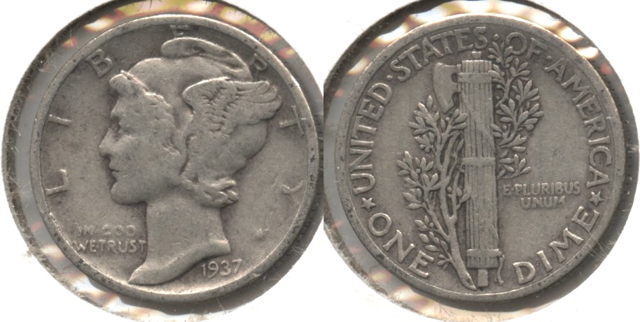 1937 Mercury Dime Fine-12 #r