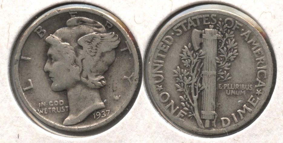 1937 Mercury Dime Fine-12 #y