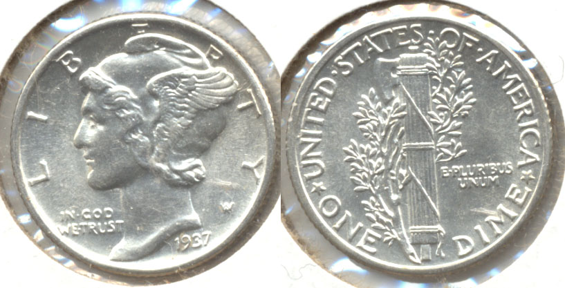 1937 Mercury Dime MS-60