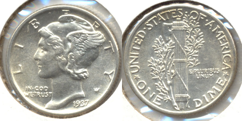 1937 Mercury Dime MS-60 h